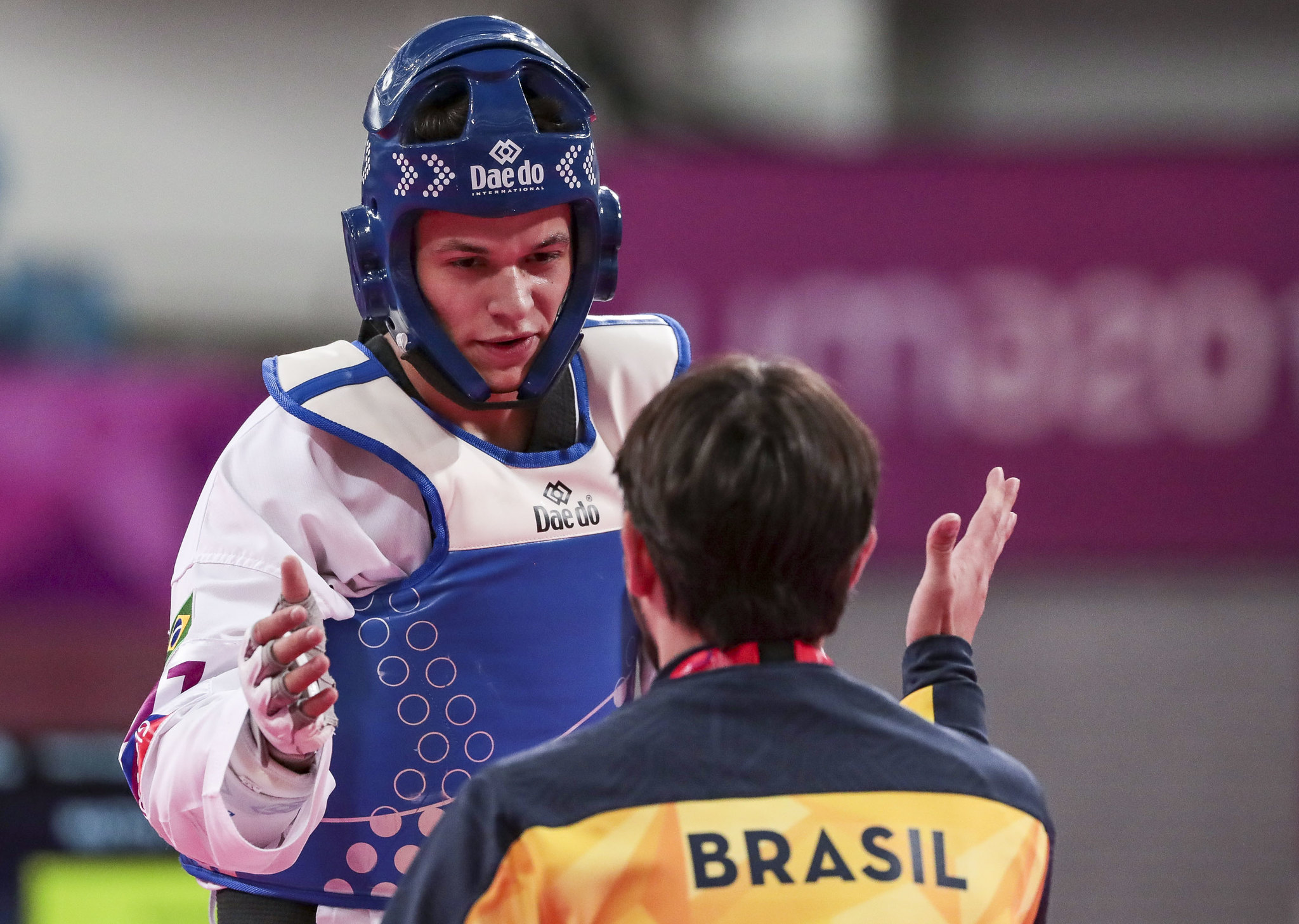 Nathan Torquato e Rodrigo Ferla, nos Jogos Parapanamericanos Lima 2019 durante a disputa na modalidade 61kg classe k44.
