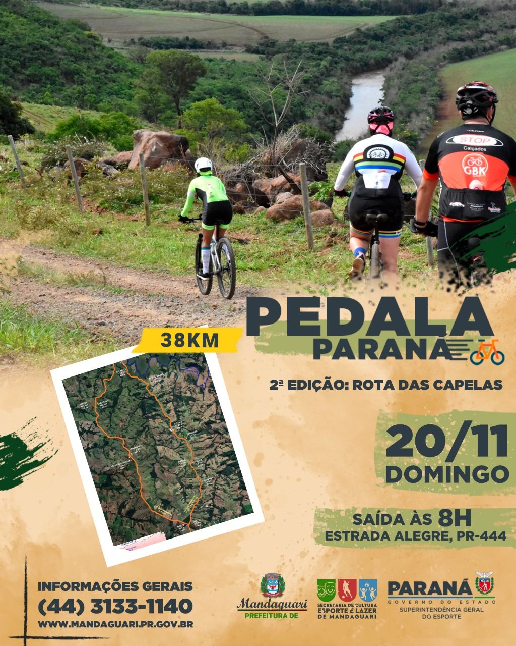 cartaz do evento rota das capelas no município de mandaguari no dia 20 de novembro às 8 horas.