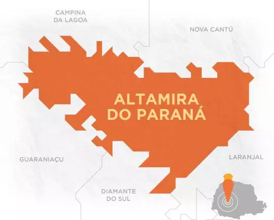 imagem mostra o mapa com os limites do município de altamira do paraná