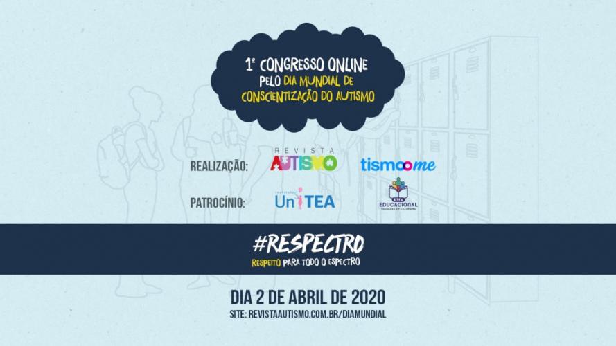 Imagem ilustrativa com as informações sobre o 1 congresso online pelo o dia mundial da conscientização do autismo