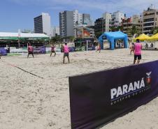 Matinhos, 11 de fevereiro de 2023 - Neste sábado a Arena Verão Maior em Caiobá recebeu o Torneio de Beach Tennis. Fotos: Roberto Dziura Jr/AEN