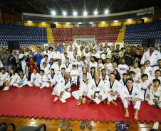 O governador Carlos Massa Ratinho Junior lançou nesta quinta-feira (20), no Ginásio Moringão, em Londrina, o Japs Combate, espécie de Jogos Abertos do Paraná voltado apenas para as lutas.  -  Londrina, 20/06/2019  -  Foto: Arnaldo Alves/ANPr