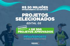 Estado divulga os 302 projetos selecionados para receber R$ 50 milhões do Proesporte