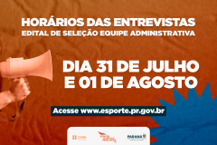 Os candidatos devem comparecer ao local com 10 minutos de antecedência do horário agendado.