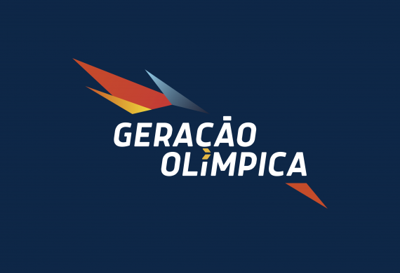 Logo do programa Geração Olímpica em fundo azul