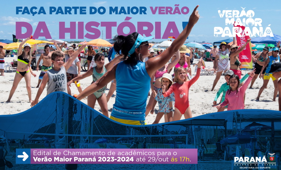 A nova edição do Verão Maior Paraná está prevista para o período de 26 de dezembro de 2022 a 31 de janeiro de 2024