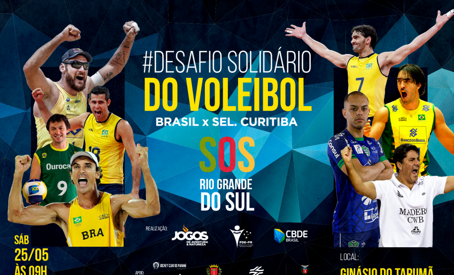Complexo Tarumã recebe estrelas do voleibol em desafio solidário em prol do Rio Grande do Sul