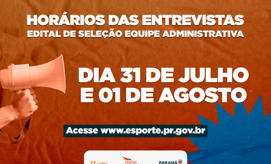 Os candidatos devem comparecer ao local com 10 minutos de antecedência do horário agendado.