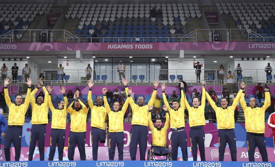 28/08/2019 - Jogos Parapanamericanos Lima 2019 - Völei Sentado - Brasil x EUA - Final - Equipe.(Crédito:  Daniel Zappe/EXEMPLUS/CPB).